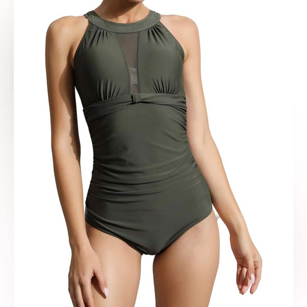 weVSwe Womens Swimming Costume UPF 50+ One Piece Tummy Control Swimsuits Ruched